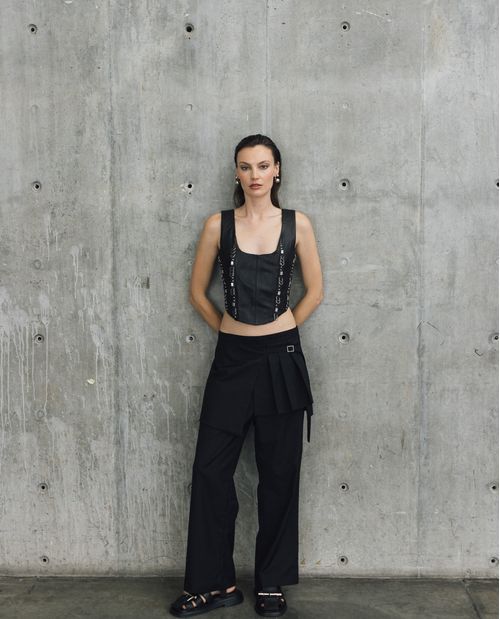 Pantalón Relaxed Efecto Sobre-Falda para Mujer - Colombiamoda