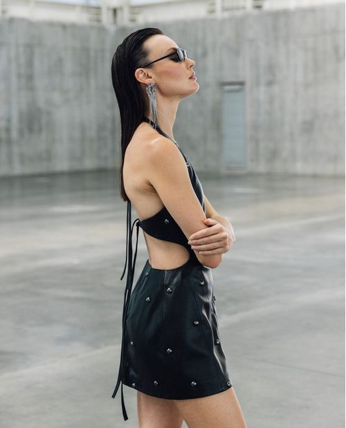 Vestido de Cuero con Apliques para Mujer - Colombiamoda