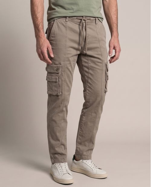 Pantalón Cargo Tiro Medio para Hombre en Mezcla de Algodón-Elastano