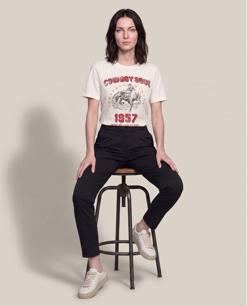 Pantalón Silueta Recta con Botones Decorativos para Mujer