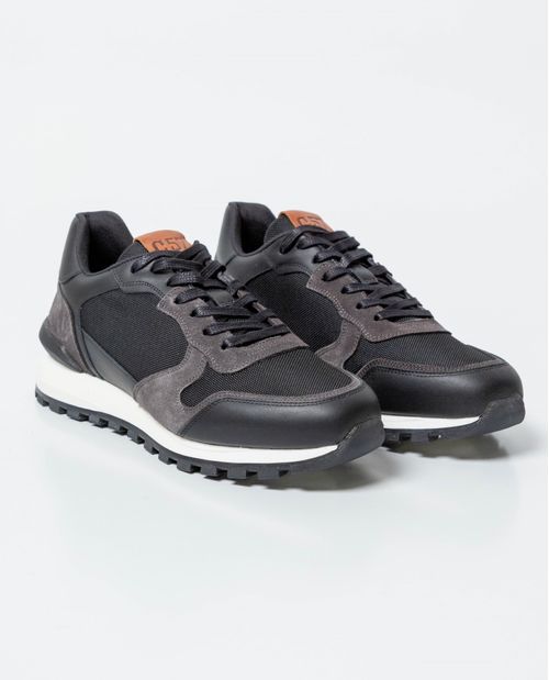 Tenis Tipo Runner en Textil y Cuero para Hombre