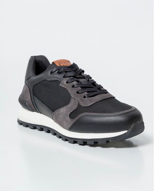 Tenis Tipo Runner en Textil y Cuero para Hombre