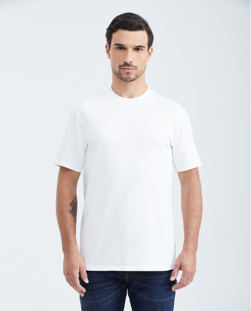 Camiseta Slim Fit Estampada Cuello Redondo en Algodón más Grueso para Hombre