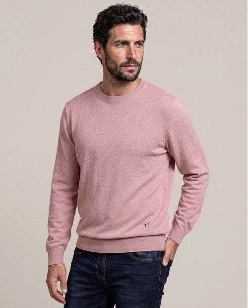 Suéter Tejido para Hombre, Cerrado Cuello Redondo - Fibras Heather 100% Algodón