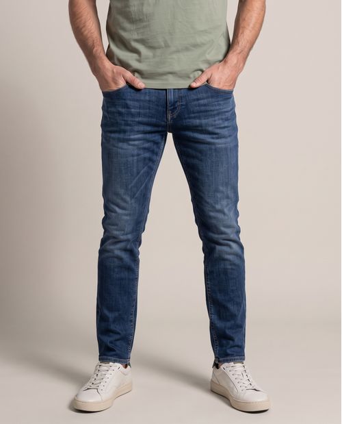 Jean Súper Slim Fit Tiro Bajo Bota Super Slim Azul Medio para Hombre