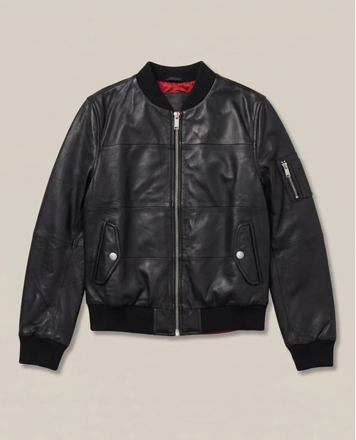 Chaqueta Bomber de Cuero para Mujer