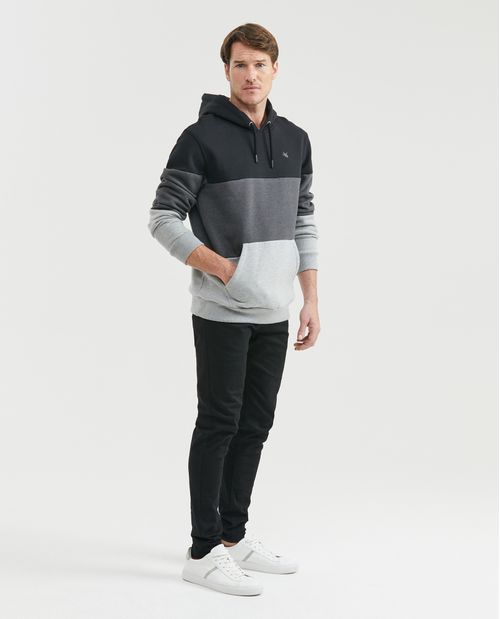 Buzo de Hombre, Cerrado con Capucha - Bloques de Color Efecto Jaspeado