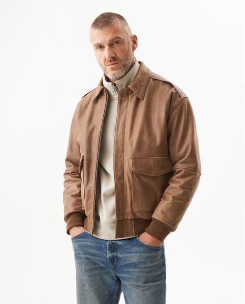 Chaqueta Bomber de Cuero para Hombre