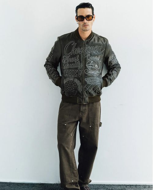 Chaqueta Bomber de Cuero para Hombre