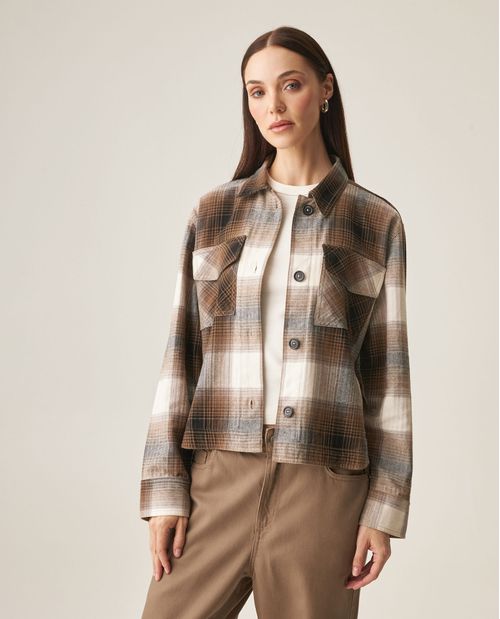 Camisa Shacket de Cuadros para Mujer