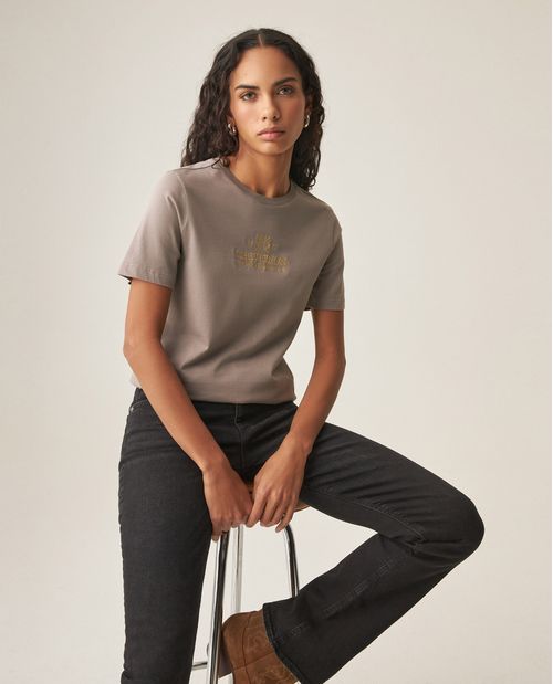 Camiseta Gráfica de Algodón para Mujer