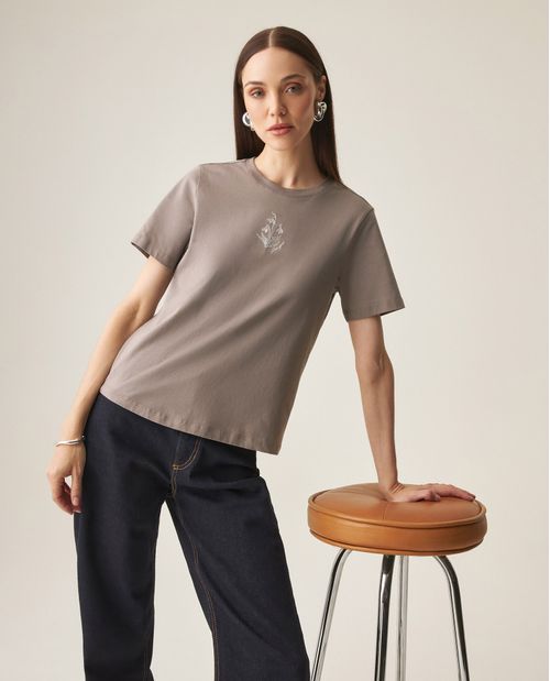 Camiseta Gráfica de Algodón para Mujer