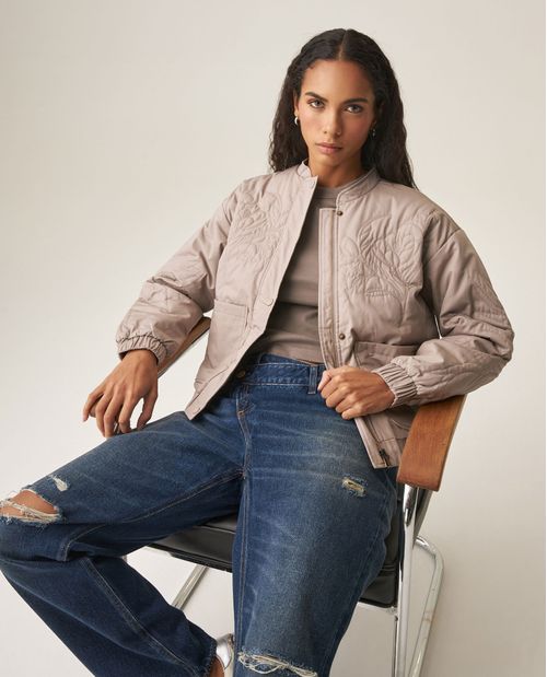 Chaqueta Enguatada Bordada para Mujer
