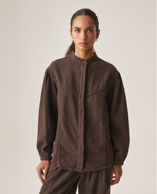 Camisa Denim Manga Larga para Mujer