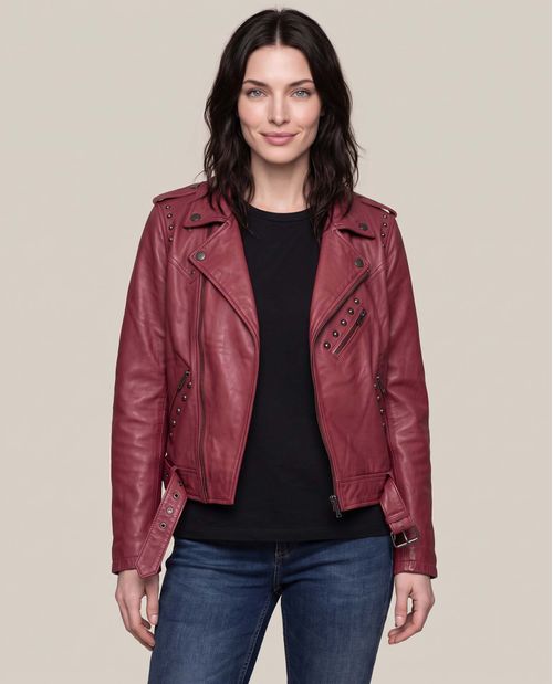 Chaqueta Biker de Cuero para Mujer