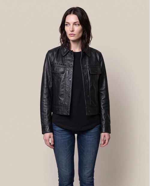 Chaqueta Trucker de Cuero para Mujer