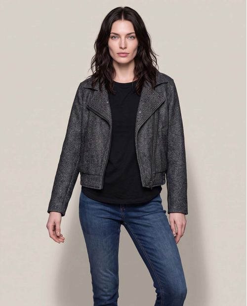 Chaqueta Biker con Decoraciones para Mujer