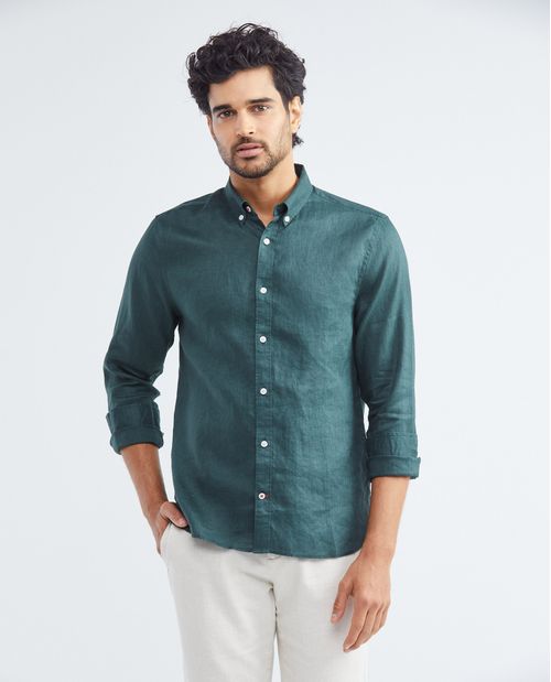 Camisa de Lino Manga Larga para Hombre