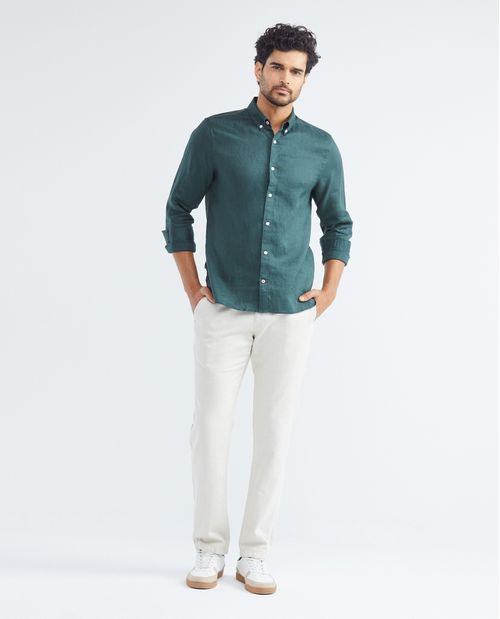 Camisa de Lino Manga Larga para Hombre