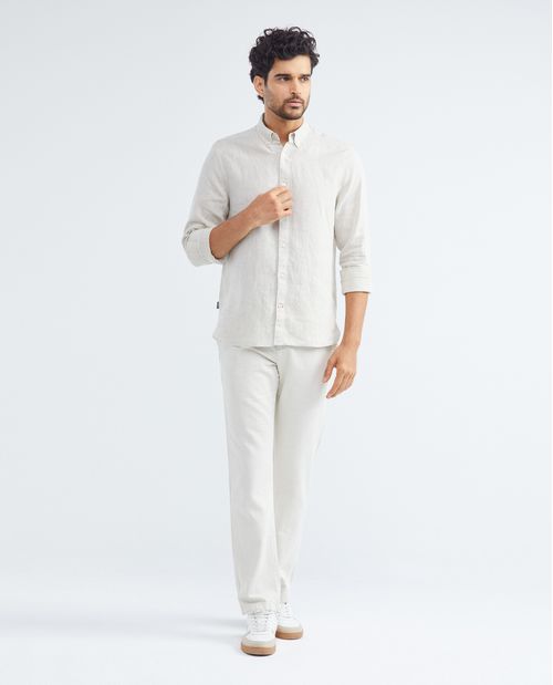 Camisa de Lino Manga Larga para Hombre