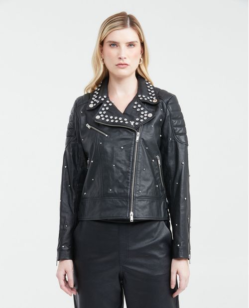 Chaqueta Biker de Cuero para Mujer