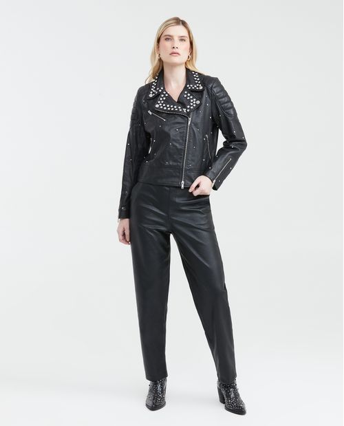 Chaqueta Biker de Cuero para Mujer
