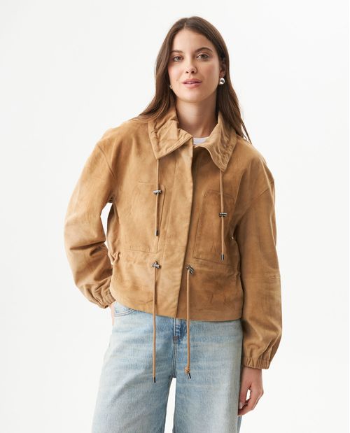 Chaqueta Bomber de Cuero para Mujer