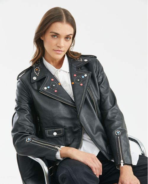 Chaqueta Biker de Cuero para Mujer