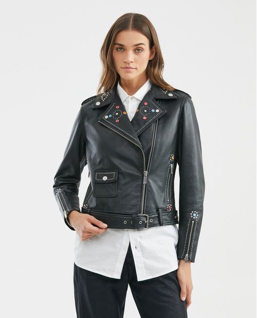 Chaqueta Biker de Cuero para Mujer