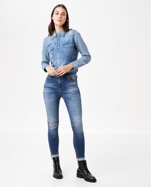 Jean de Mujer Cosmo Pulse, High Rise Bota Skinny - Azul Medio