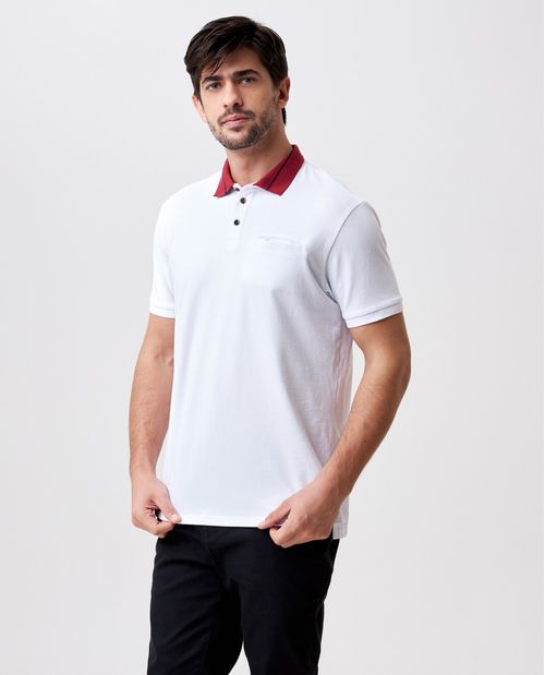 Camiseta de Hombre Tipo Polo, Classic Fit Manga Corta - Bolsillo de Ribete Tejido
