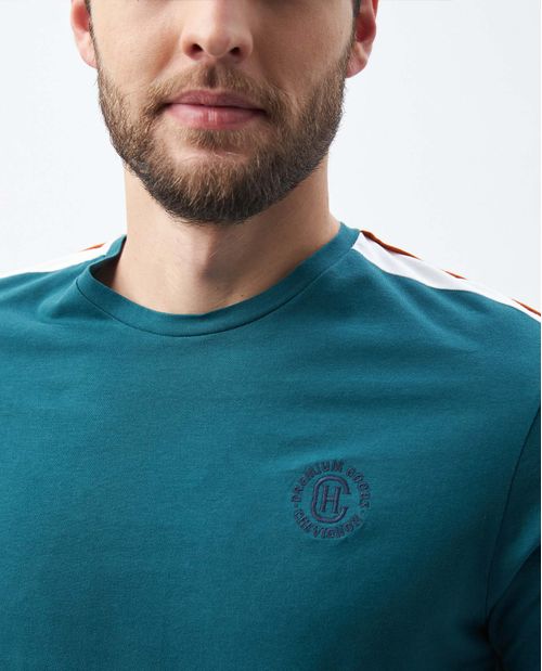 Camiseta de Hombre, Slim Fit Cuello Redondo - Gráfico Técnica Textil