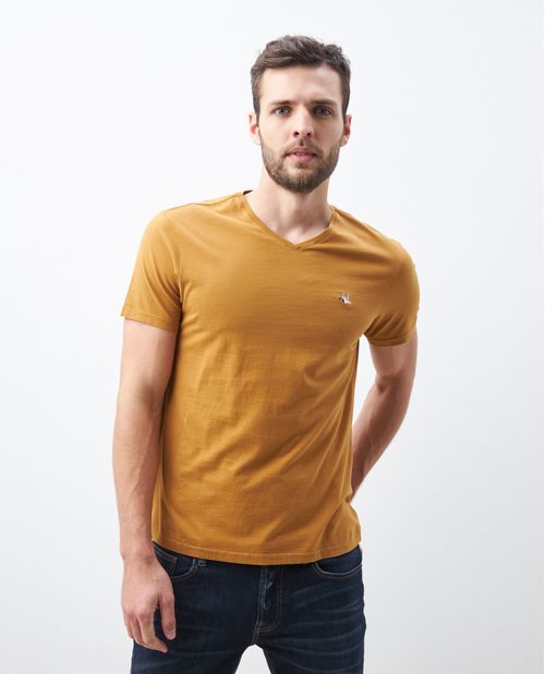 Camiseta Básica de Hombre, Slim Fit Cuello en V