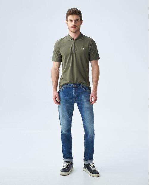 Camiseta de Hombre Tipo Polo, Slim Fit Manga Corta - Perilla de Cierre