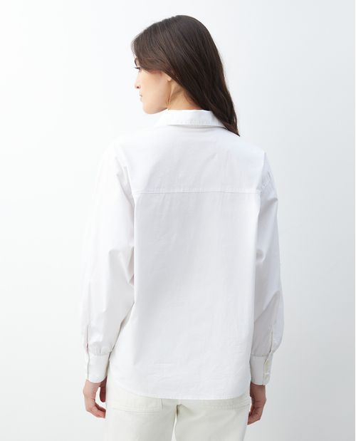 Camisa de Mujer, Silueta Recta Manga Larga - Diseño Oversized