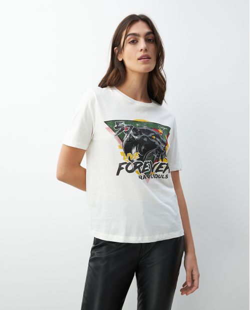 Camiseta Gráfica de Mujer, Manga Corta Cuello Redondo - Gráfico Técnica Textil