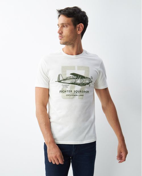 Camiseta de Hombre, Classic Fit Cuello Redondo - Gráfico Técnica Textil