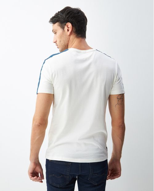 Camiseta de Hombre, Slim Fit Cuello Redondo - Bloque de Color y Gráfico Textil