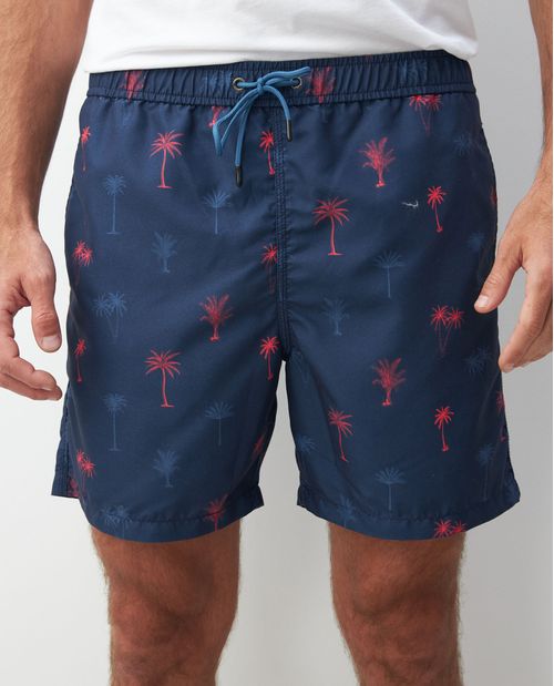 Pantaloneta de Baño Para Hombre, Regular Fit - Mini Print Palmeras