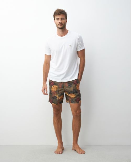 Pantaloneta de Baño Para Hombre, Regular Fit - Maxi Print Hojas