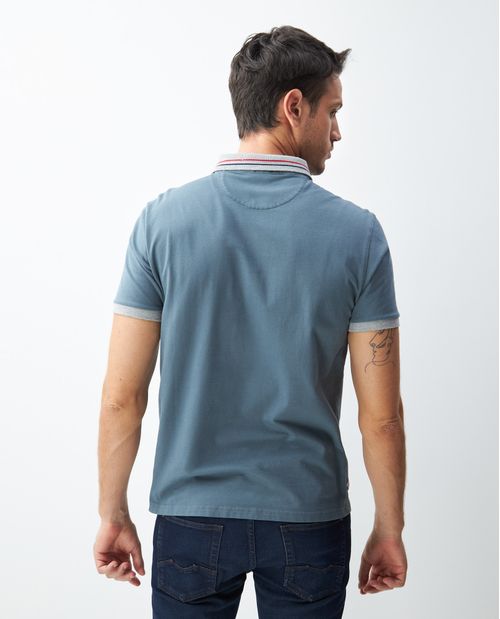 Camiseta de Hombre Tipo Polo, Slim Fit Manga Corta - Aplique Bordado