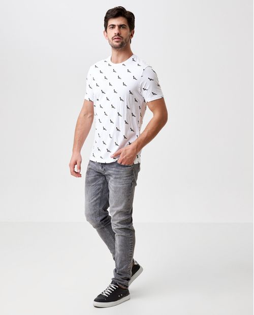 Camiseta de Hombre, Slim Fit Cuello Redondo - Mini Print Aguilas
