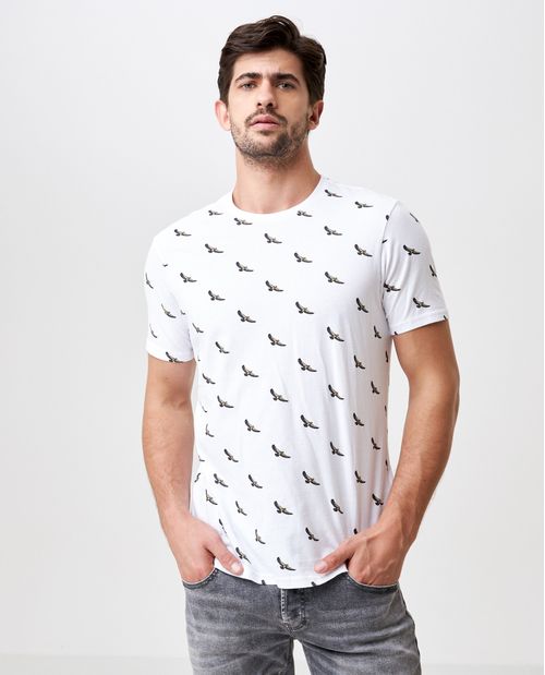 Camiseta de Hombre, Slim Fit Cuello Redondo - Mini Print Aguilas